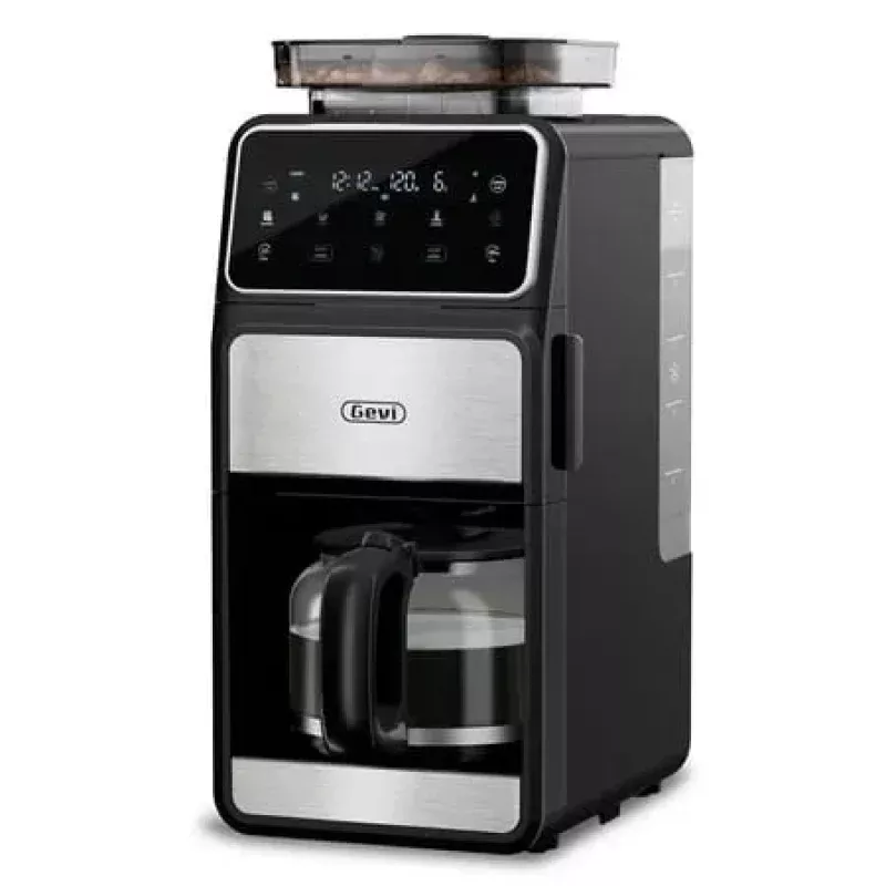 10-Cup Drip Coffee Maker With Built-in Grinder - Silver & Black