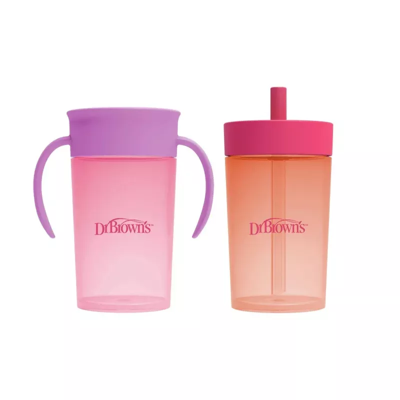 10oz Straw to 360 Cup Set - Pink/Coral - 2 Pack