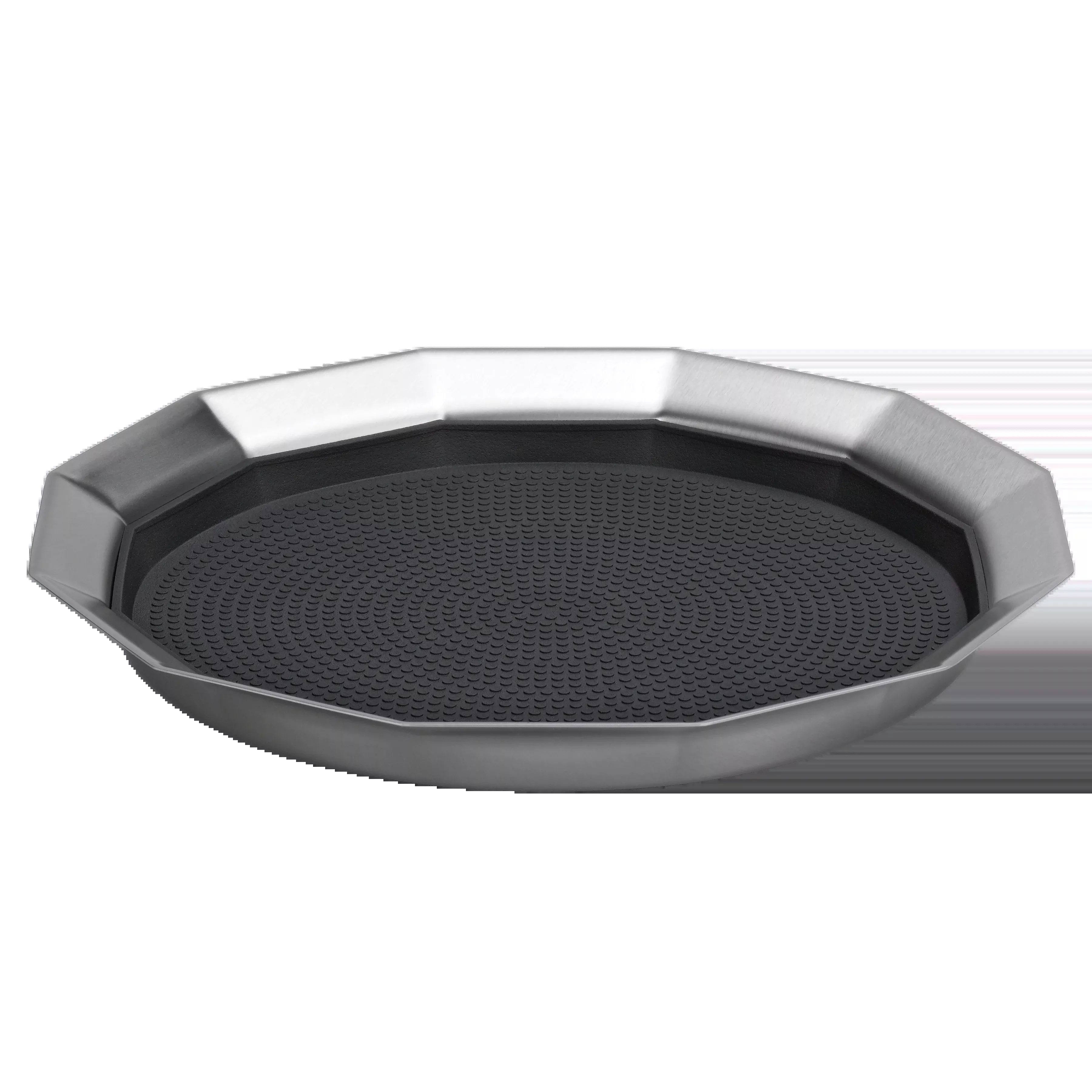 12-Sided 14 in. Medium Non-Slip Serving Tray in Brushed Stainless