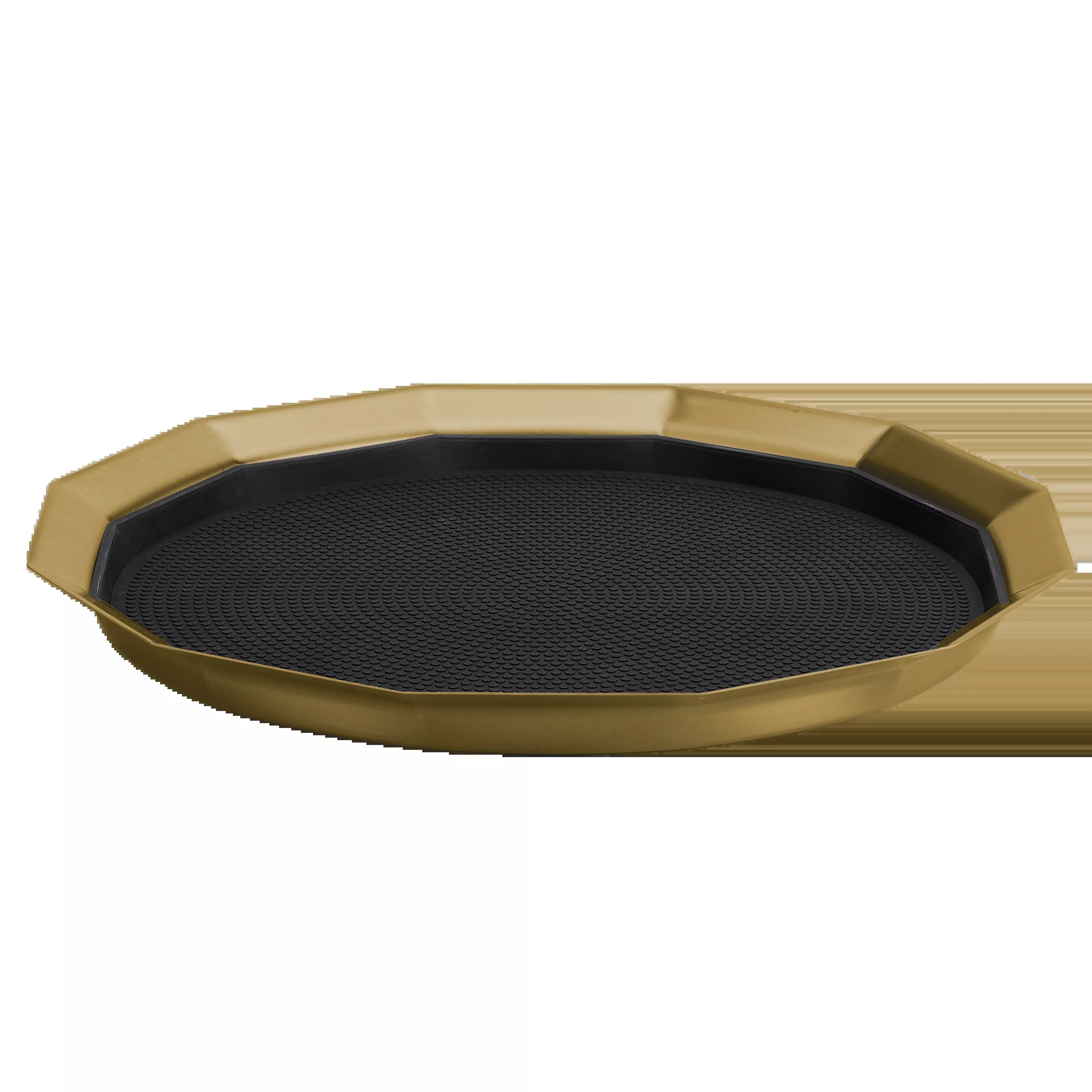 12-Sided 14 in. Medium Non-Slip Serving Tray in Vintage Gold