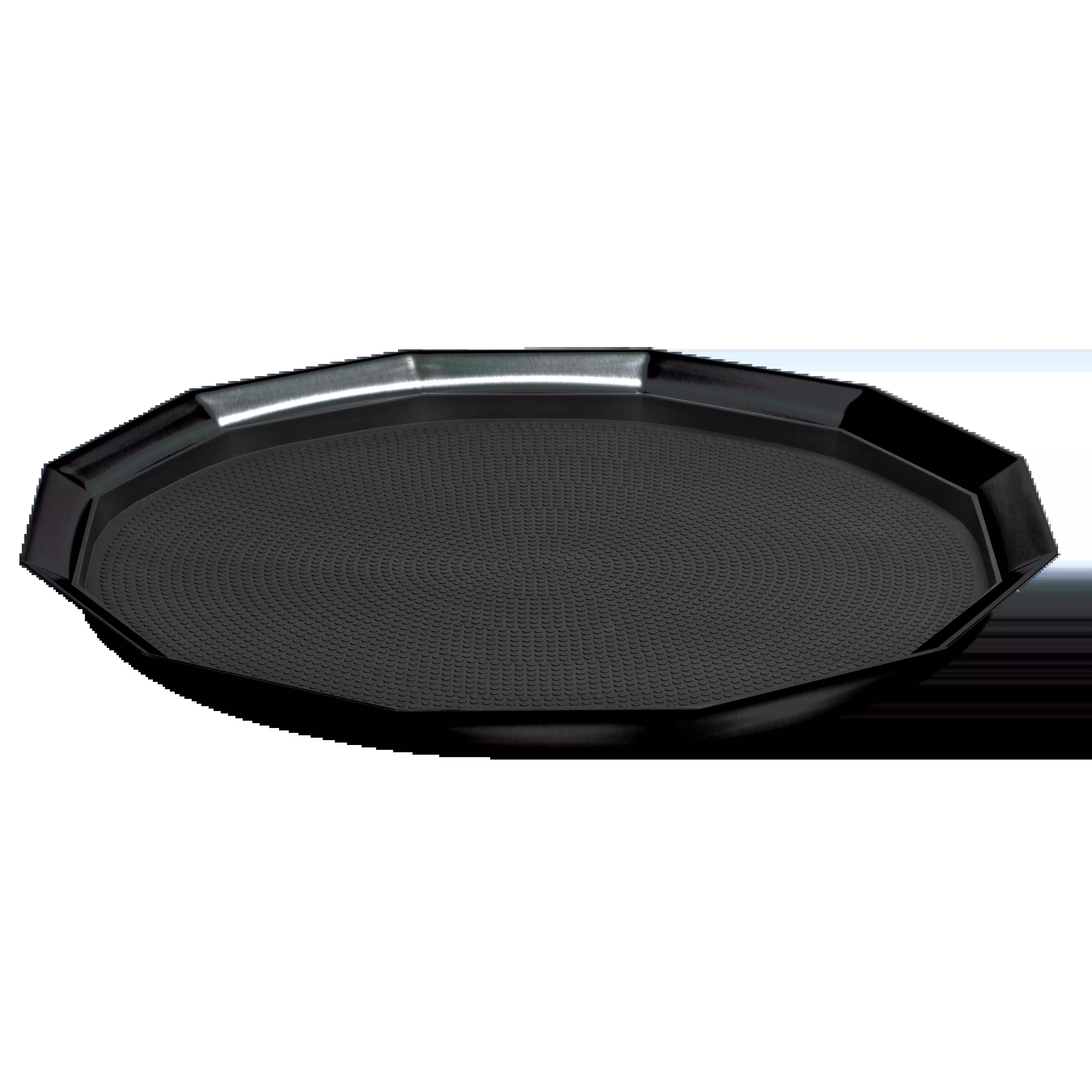 12-Sided 16 in. Large Non-Slip Serving Tray in Black Onyx