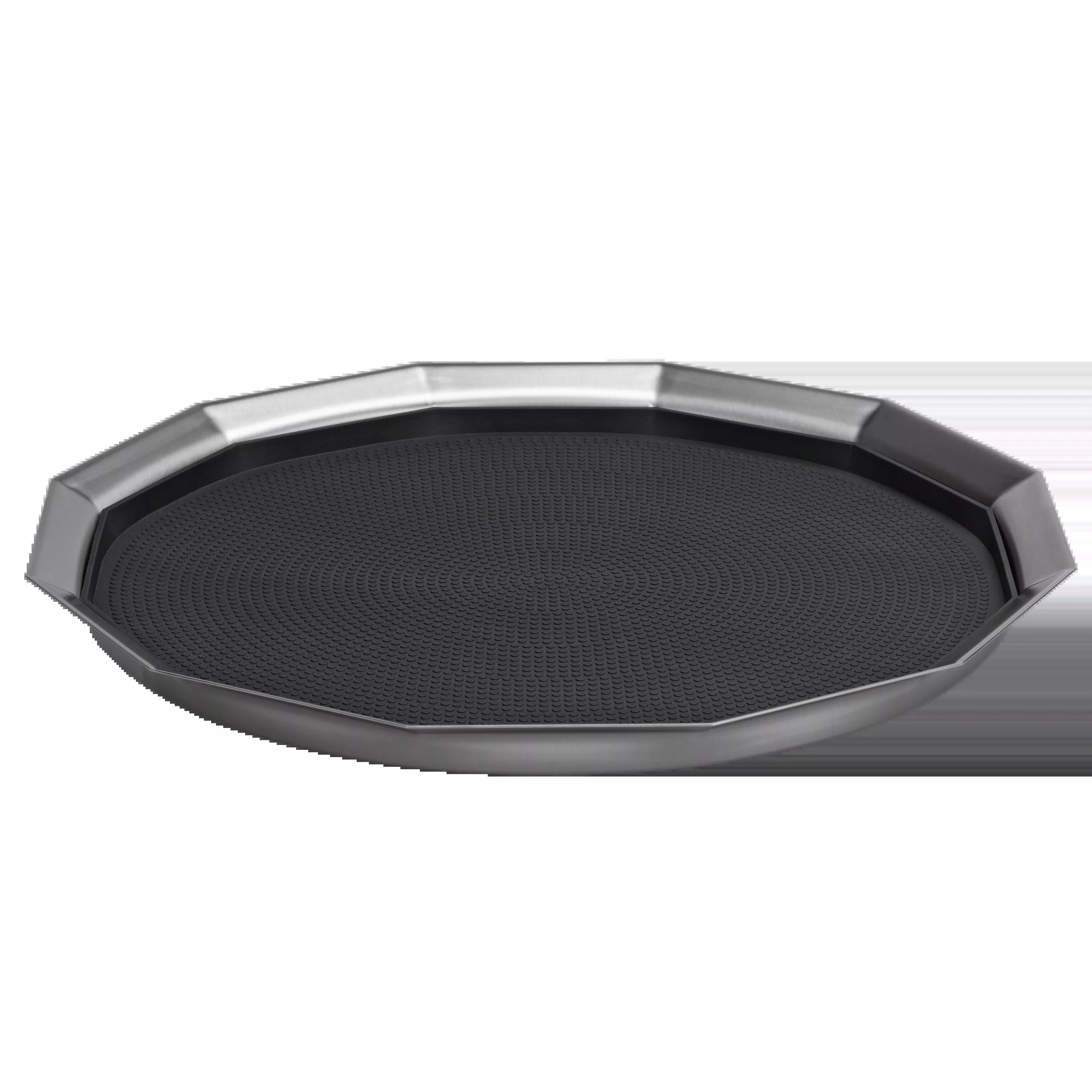 12-Sided 16 in. Large Non-Slip Serving Tray in Brushed Stainless