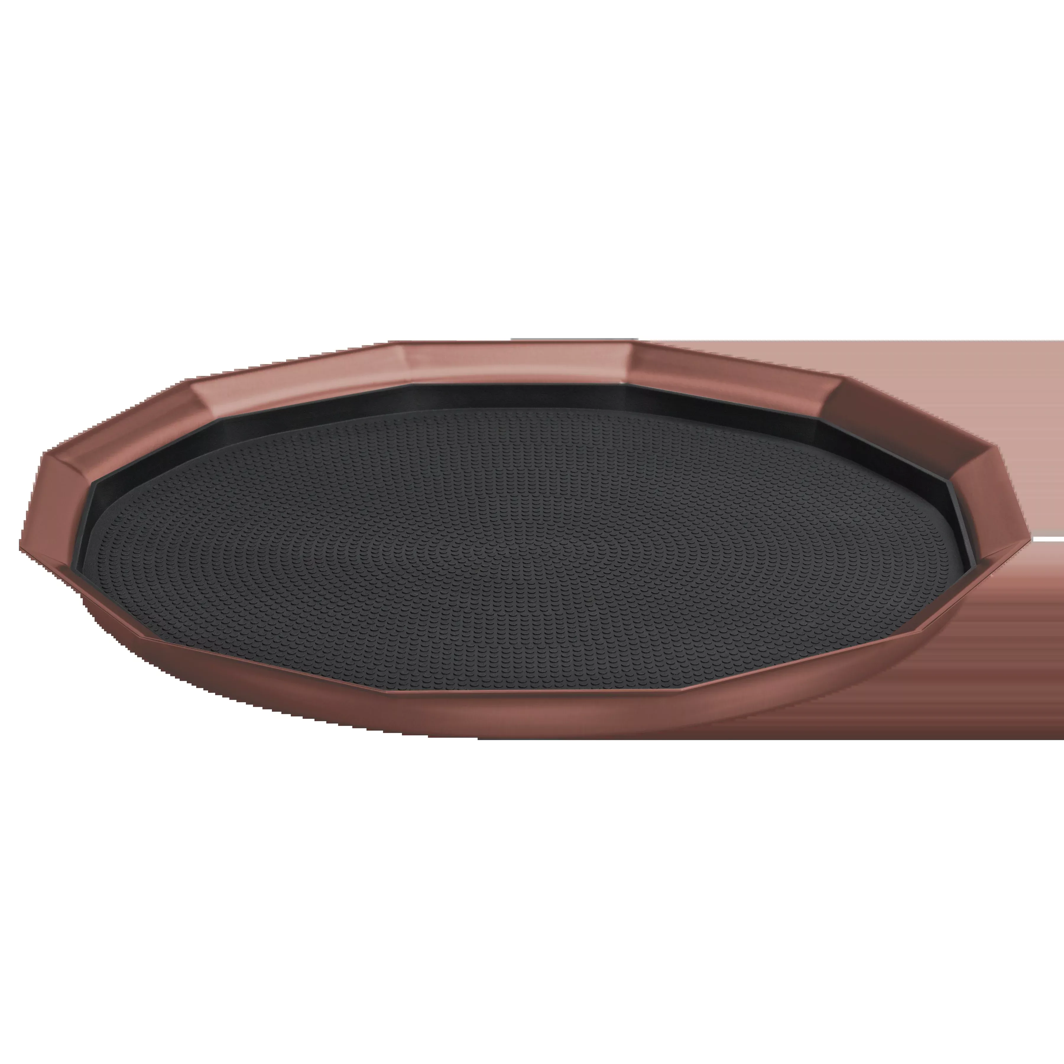 12-Sided 16 in. Large Non-Slip Serving Tray in Rose Gold