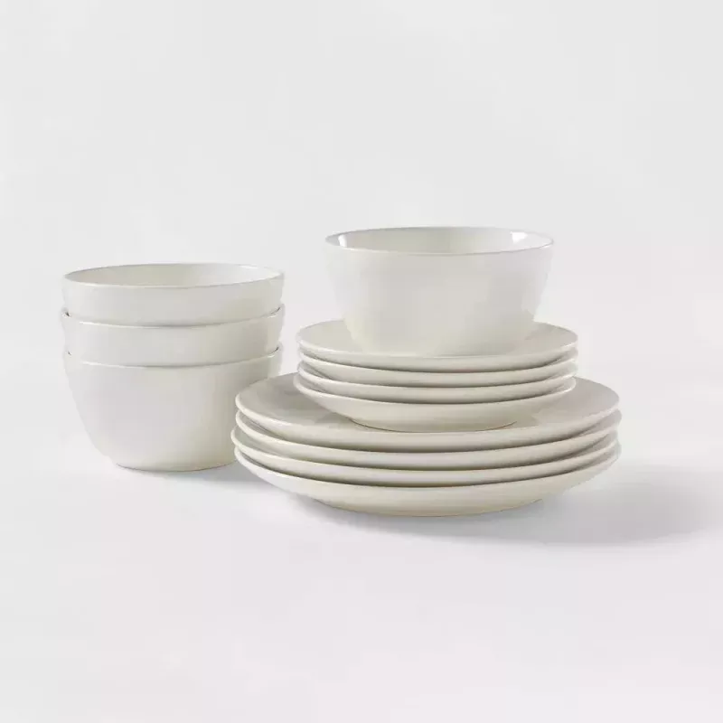 12pc Stoneware Avesta Dinnerware Set - White