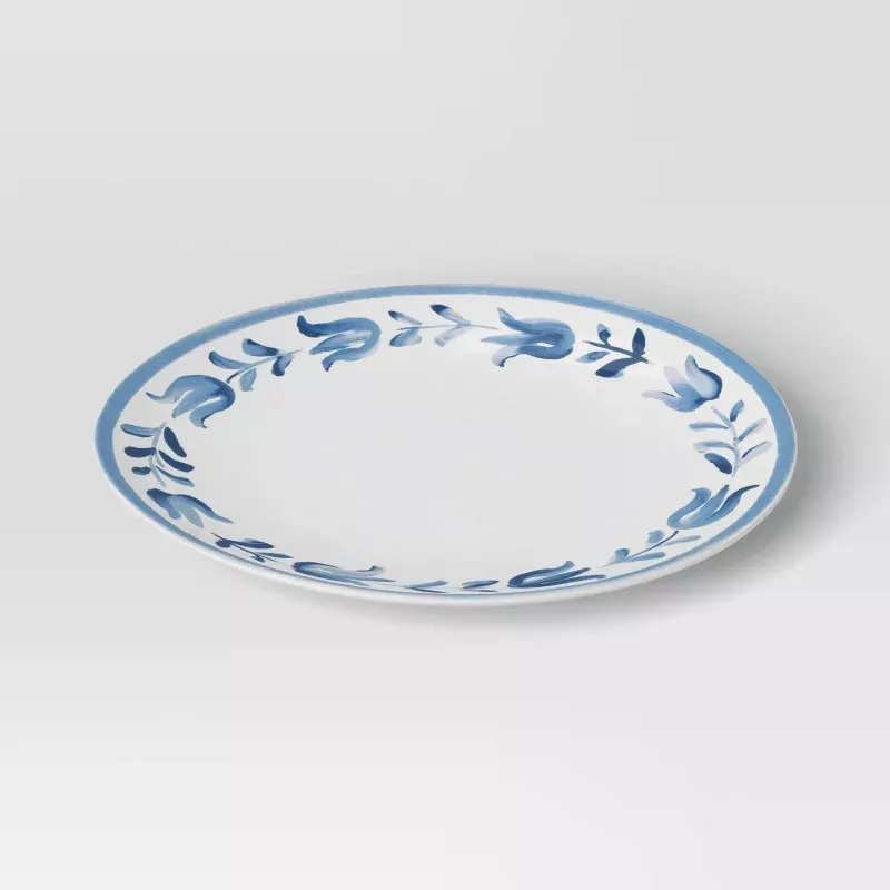 13" Stoneware Serve Platter Blue Floral - Threshold