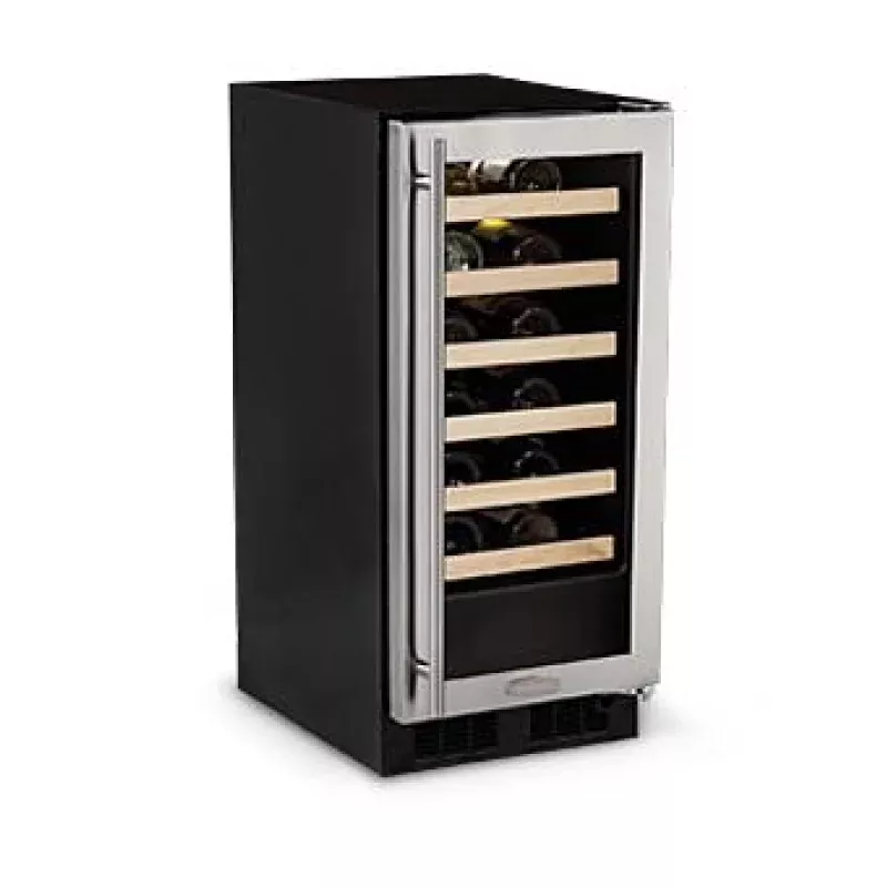 15" High Efficiency Single Zone Wine Cellar - Panel Overlay Frame Glass Door - Integrated Right Hinge