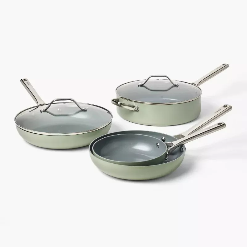 16pc Nonstick Ceramic Coated Aluminum Cookware Set