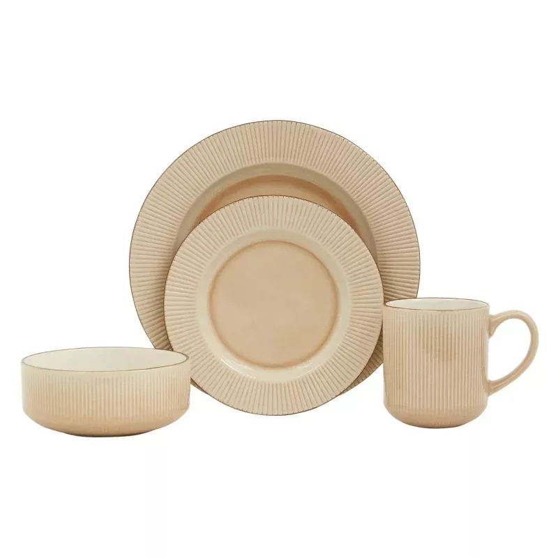 16pc Stoneware Kappa Dinnerware Set - Light Brown