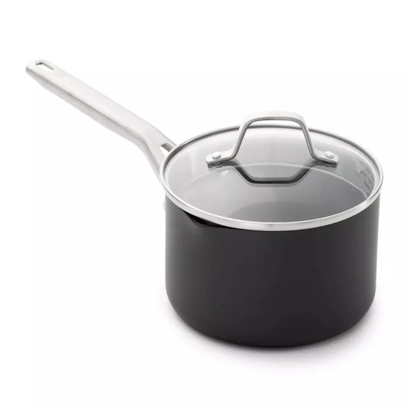 2.5qt Nonstick Hard Anodized Sauce Pan With Lid