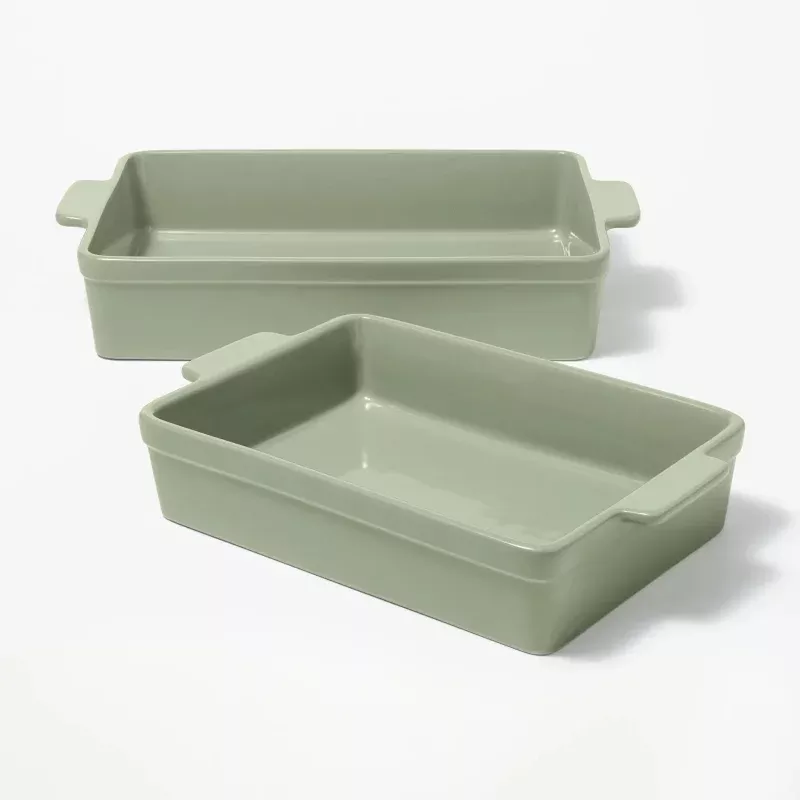 2-Piece Rectangle Baking Dish Set - Sage Green