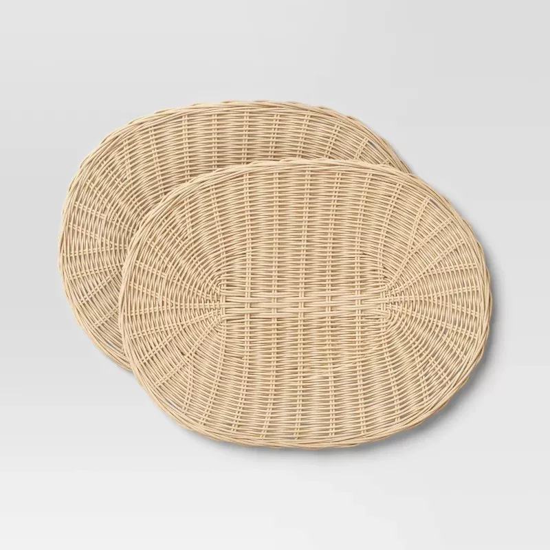 2pk Light Woven Rattan Placemat - Threshold