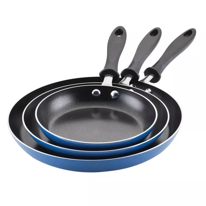 3-Piece Aluminum Nonstick Frying Pan Set - Blue