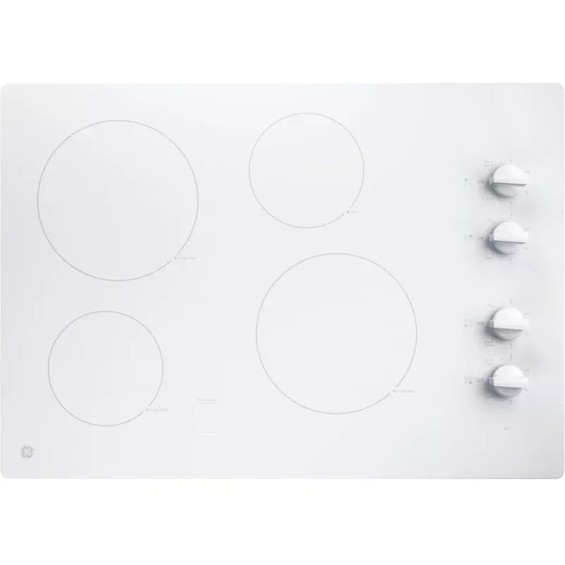 30" Built-In Knob Control Electric Cooktop in White with Power Boil Elements