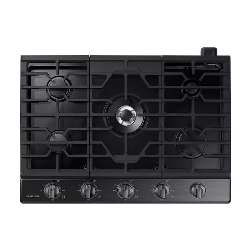 30" Smart Gas Cooktop with Illuminated Knobs in Black Stainless Steel