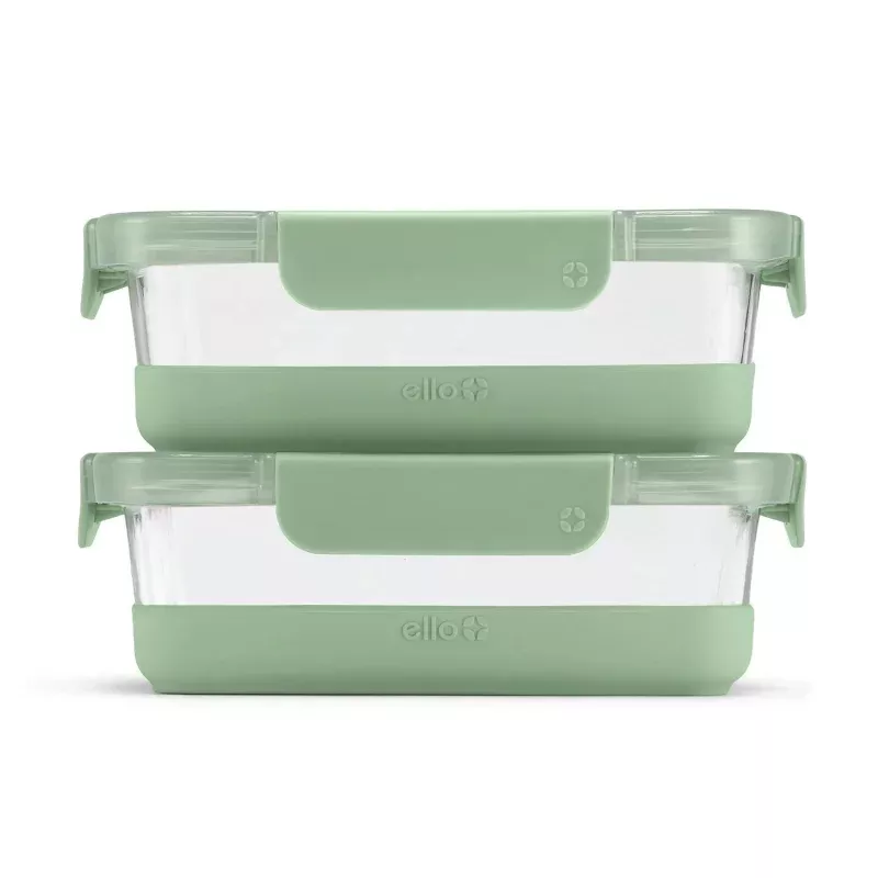 4pc 3.4c Glass Refresh Food Storage Container Set Green
