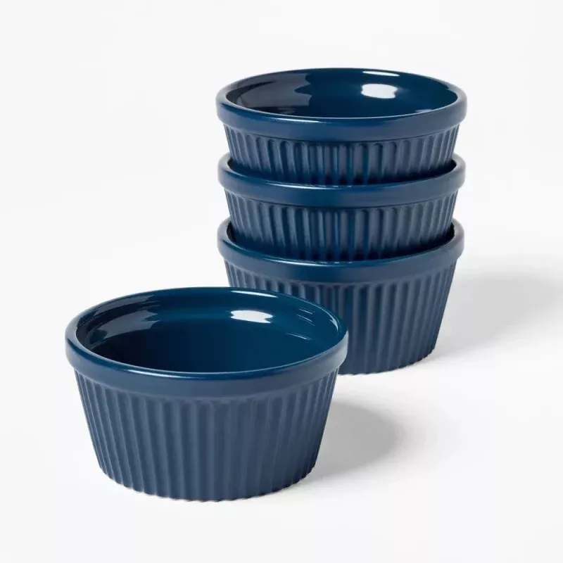4pc Stoneware Ramekin Set - Navy Blue