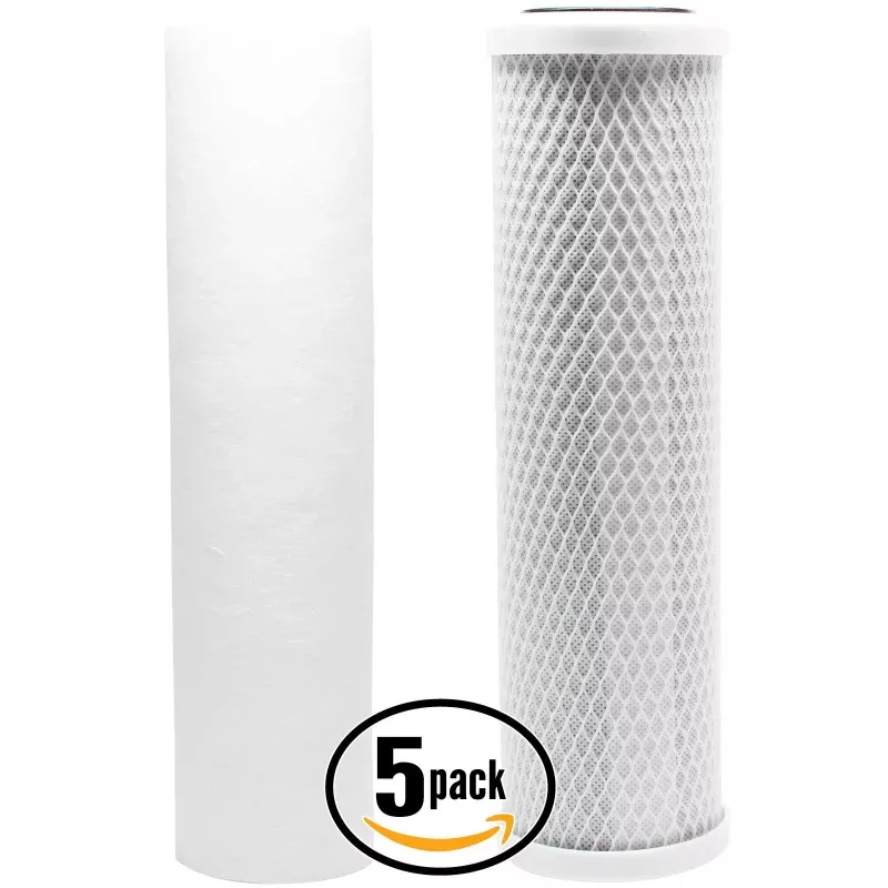 5-Pack Replacement Filter Kit for AquaFX GRWH300-CB-TDS RO System - Includes Carbon Block Filter & PP Sediment Filter