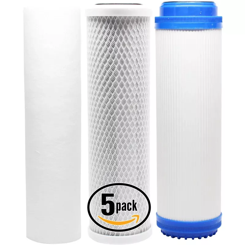 5-Pack Replacement Filter Kit for Pentek 158125 RO System - Includes Carbon Block Filter, PP Sediment Filter & GAC Filter