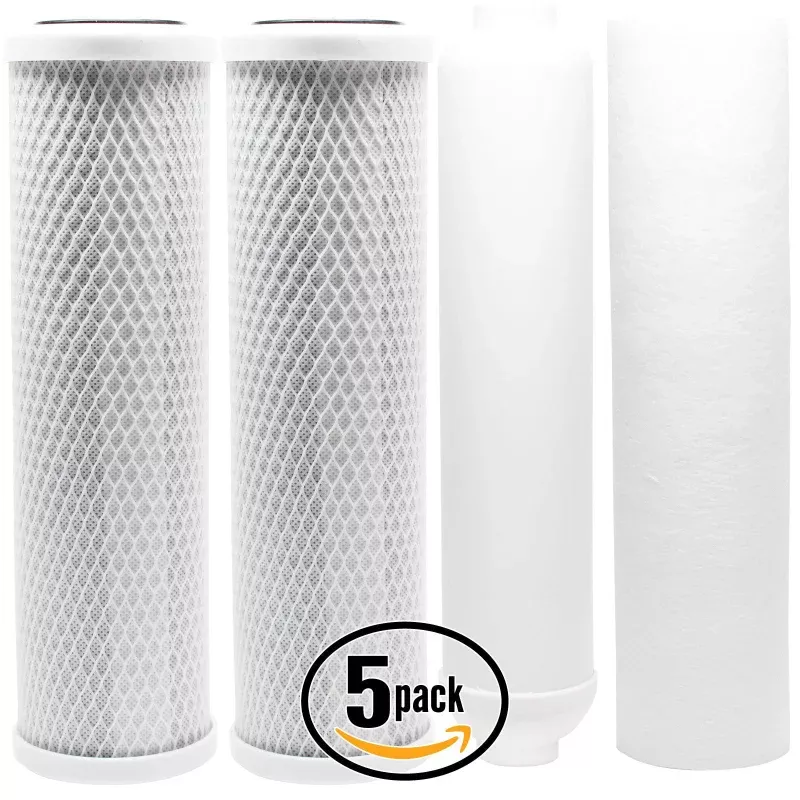 5-Pack Replacement Filter Kit for Watts HT6-DM RO System - Includes Carbon Block Filters, PP Sediment Filter & Inline Filter Cartridge