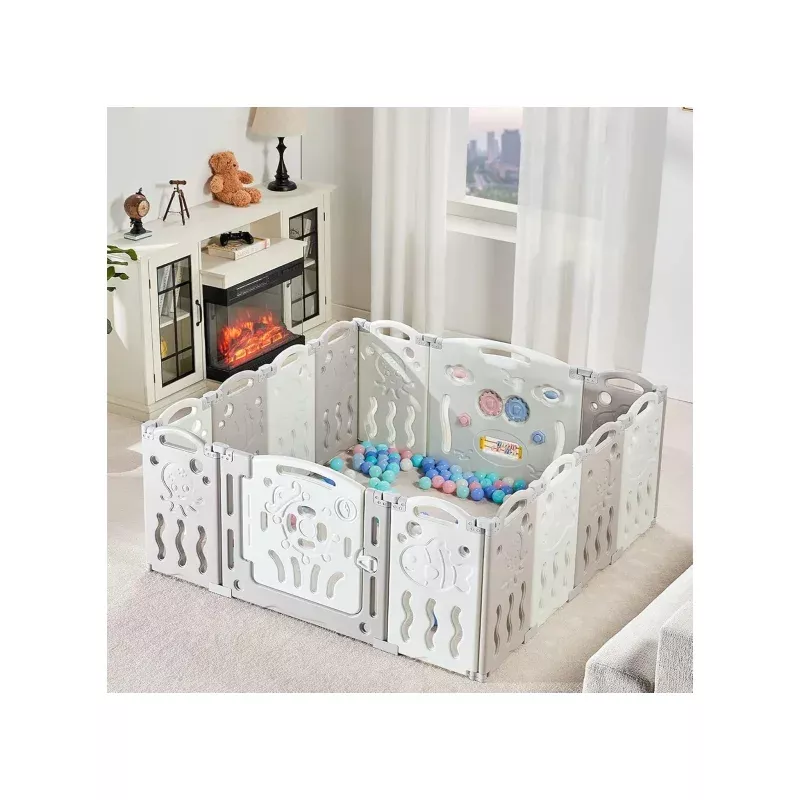 Baby Playpen - Portable Foldable Play Fence with Safety Gate