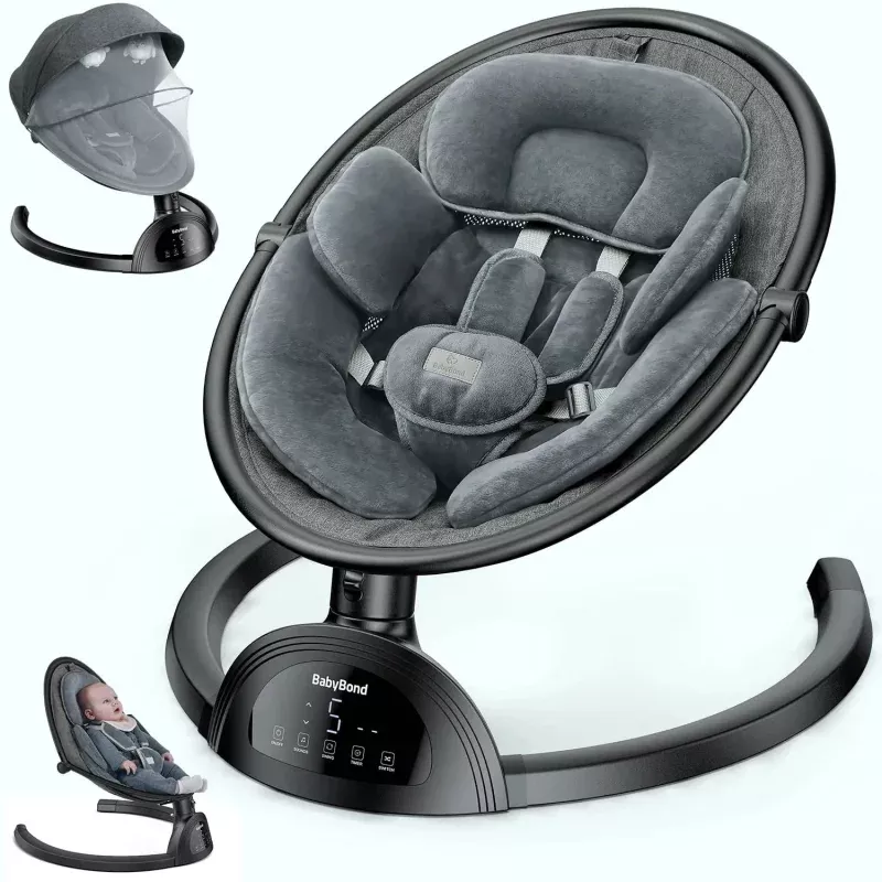 Baby Swing with Bluetooth Music Speaker - Black