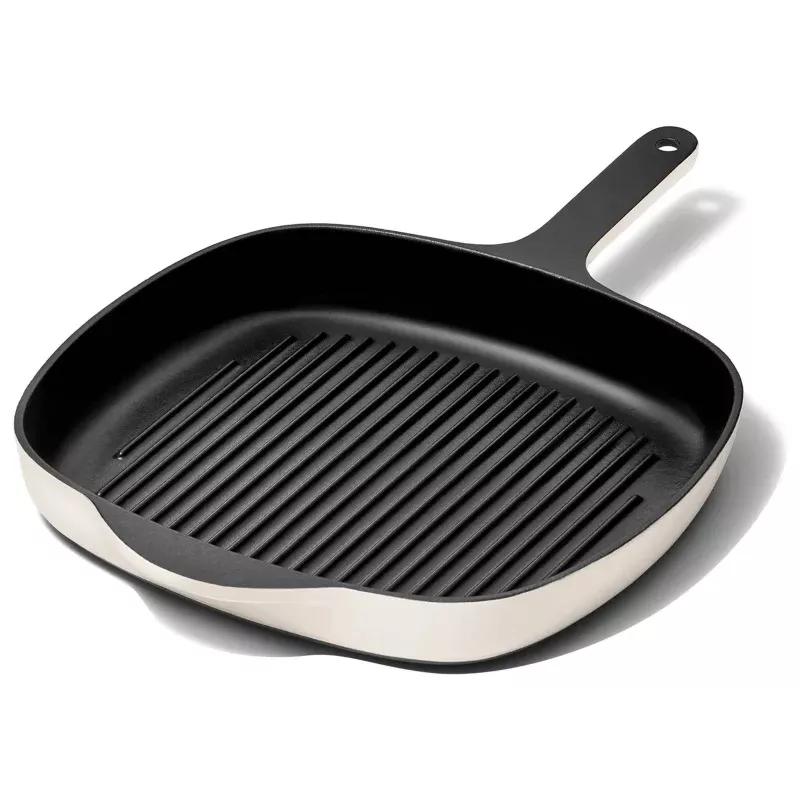 Enameled Cast Iron Grill Pan Cream
