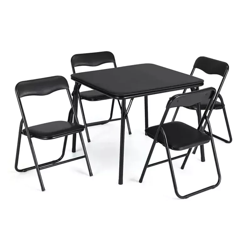 Folding Card Table and Chair Set - Black