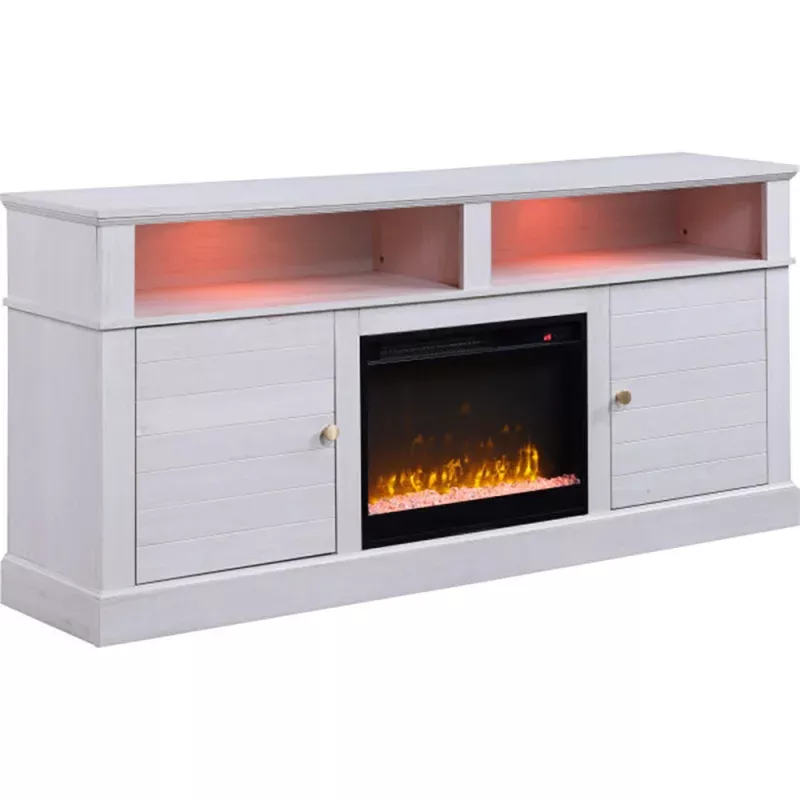 Gabriel 70" TV Stand with Fireplace - White Walnut