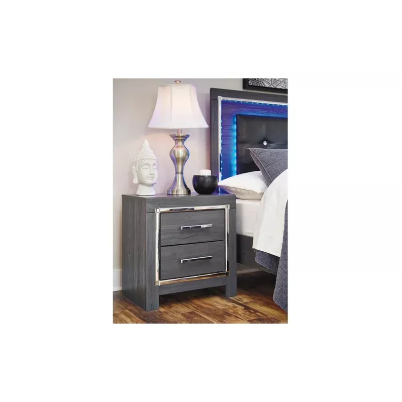 Lodanna 24-inch 2 Drawer Charging Nightstand - Gray