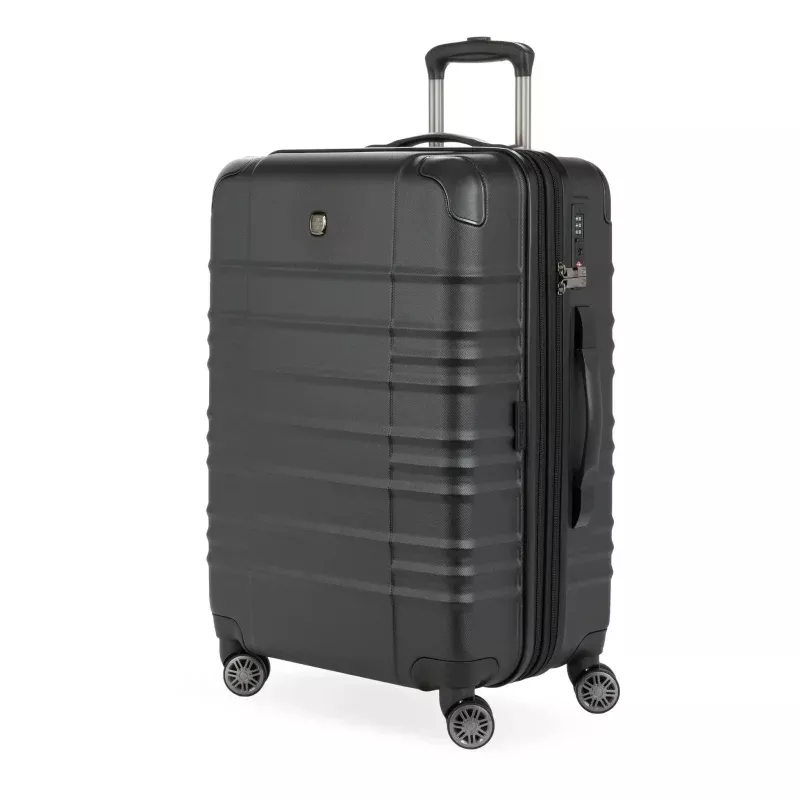 Medium Checked Hardside Spinner Suitcase - Black