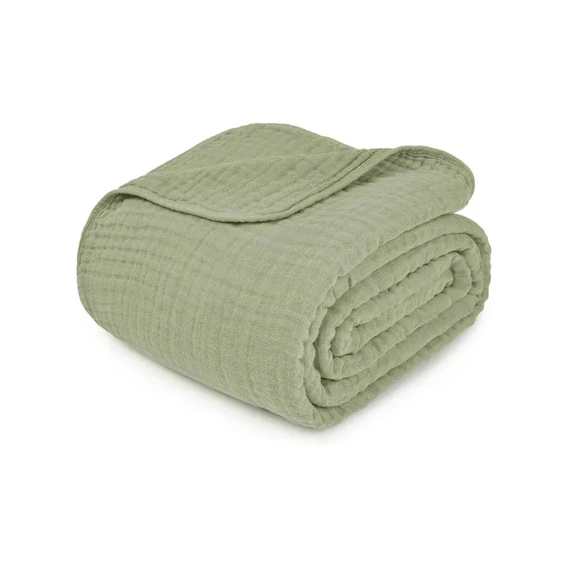 Muslin Cotton Blanket - Queen 90" x 90" - Sage
