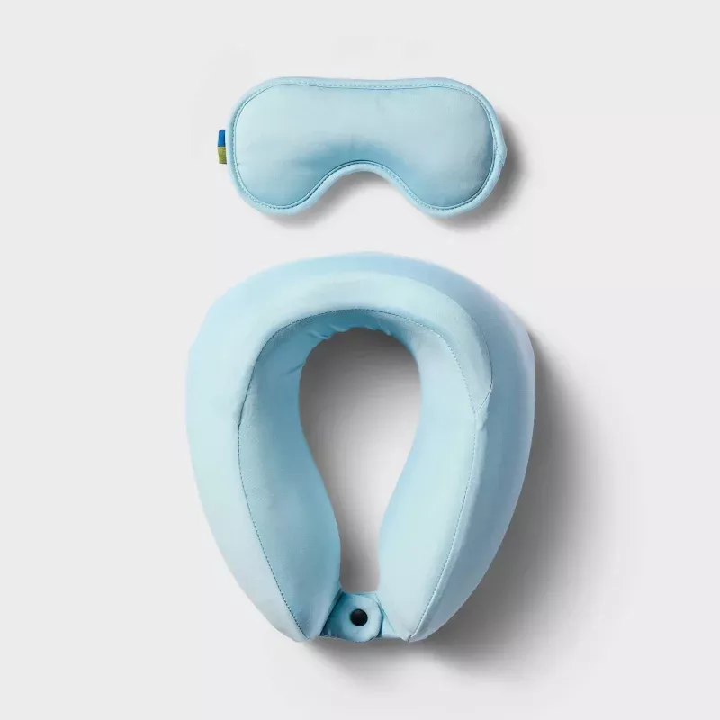 Neck Pillow and Eye Mask Set - Muddy Aqua
