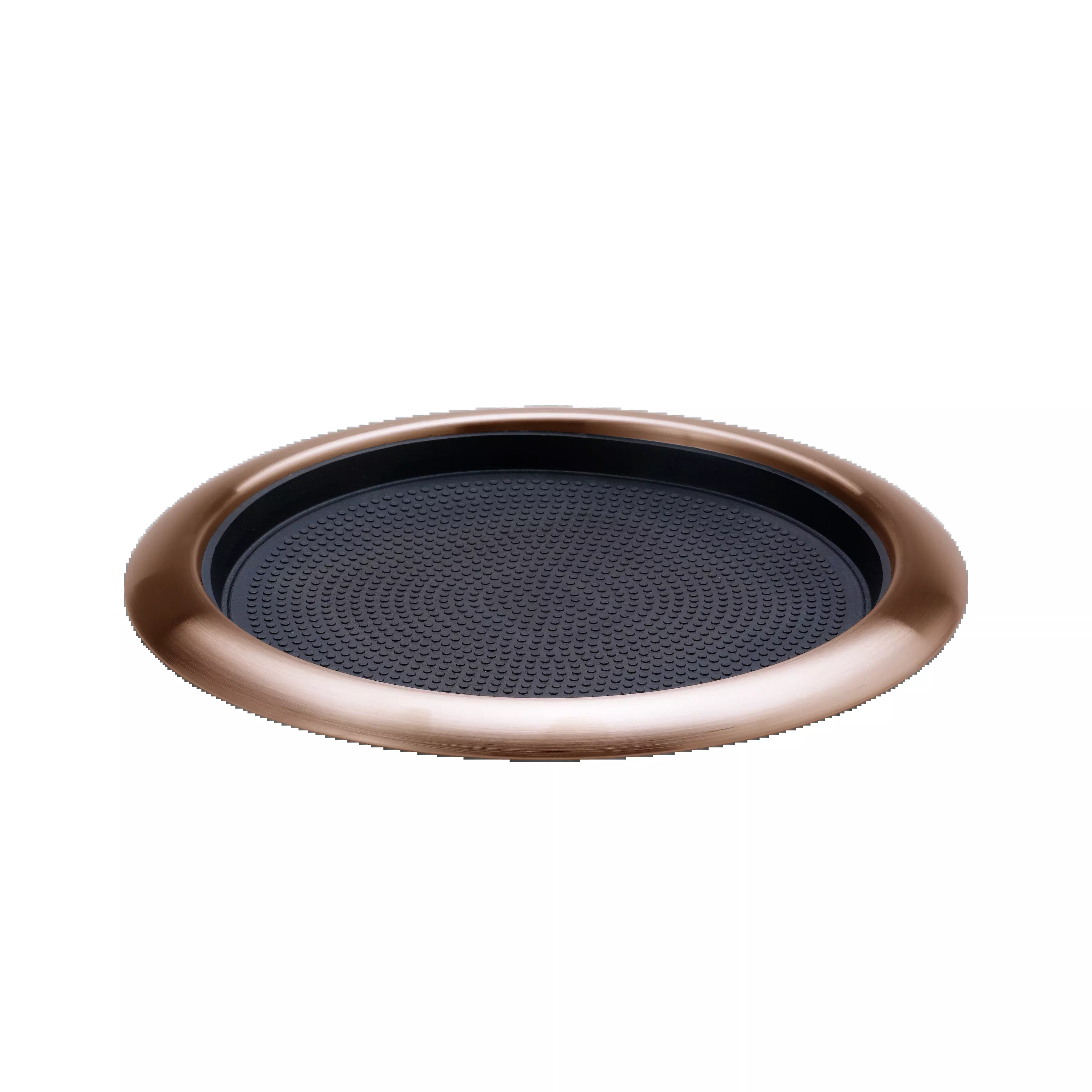 Non-Slip Removable Insert 11 in. Small Round Serving Tray in Rose Gold