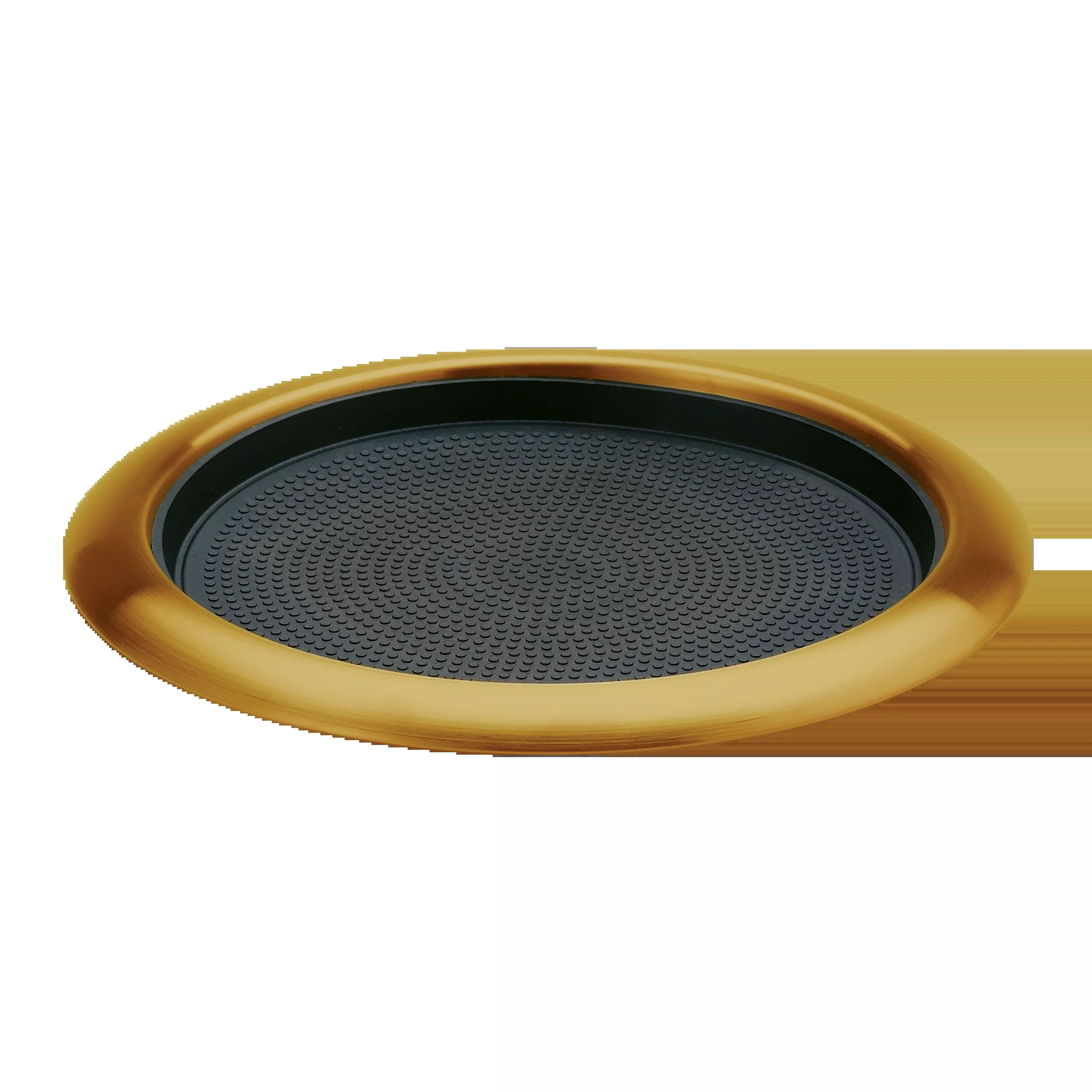 Non-Slip Removable Insert 11 in. Small Round Serving Tray in Vintage Gold