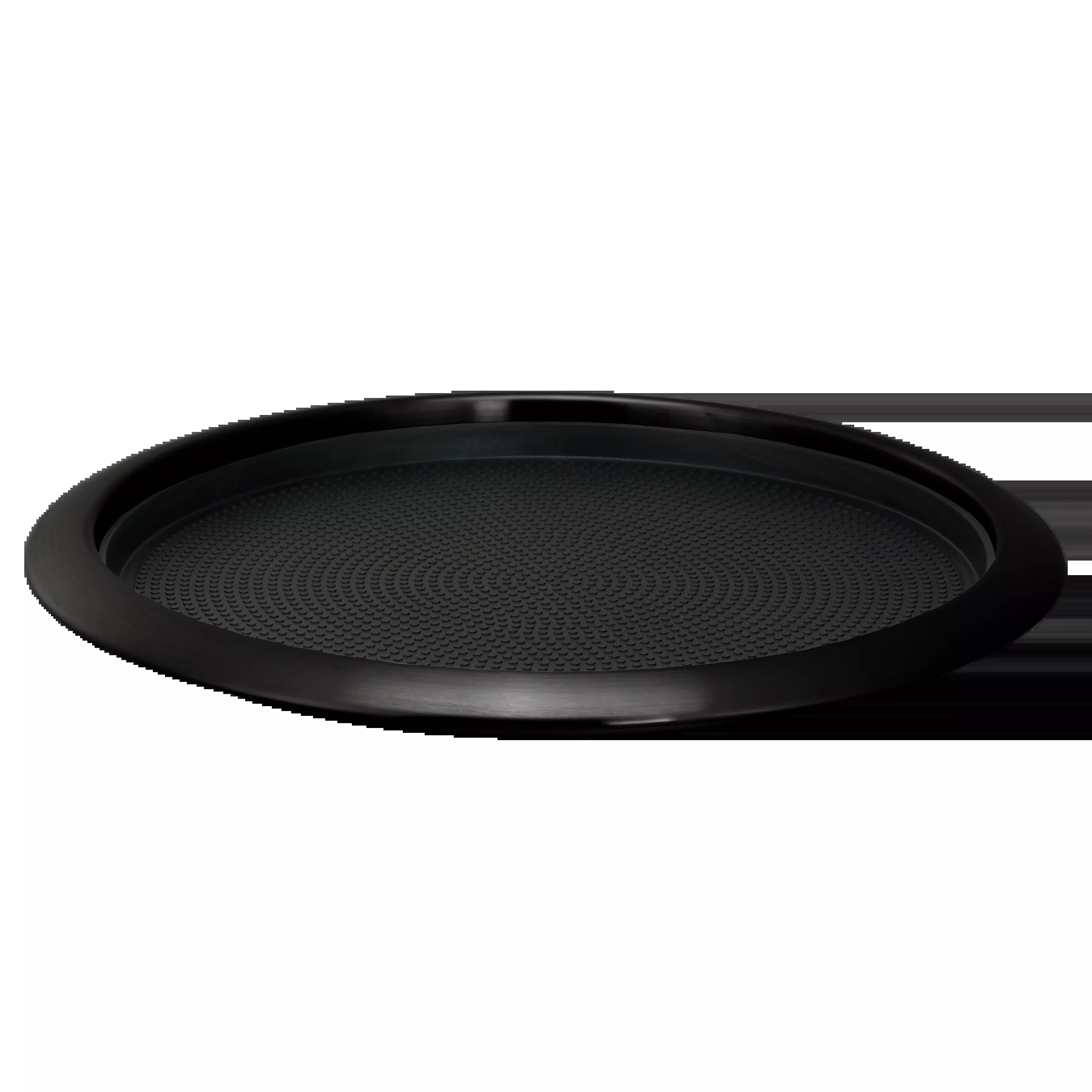 Non-Slip Removable Insert 14 in. Medium Round Serving Tray in Black Onyx