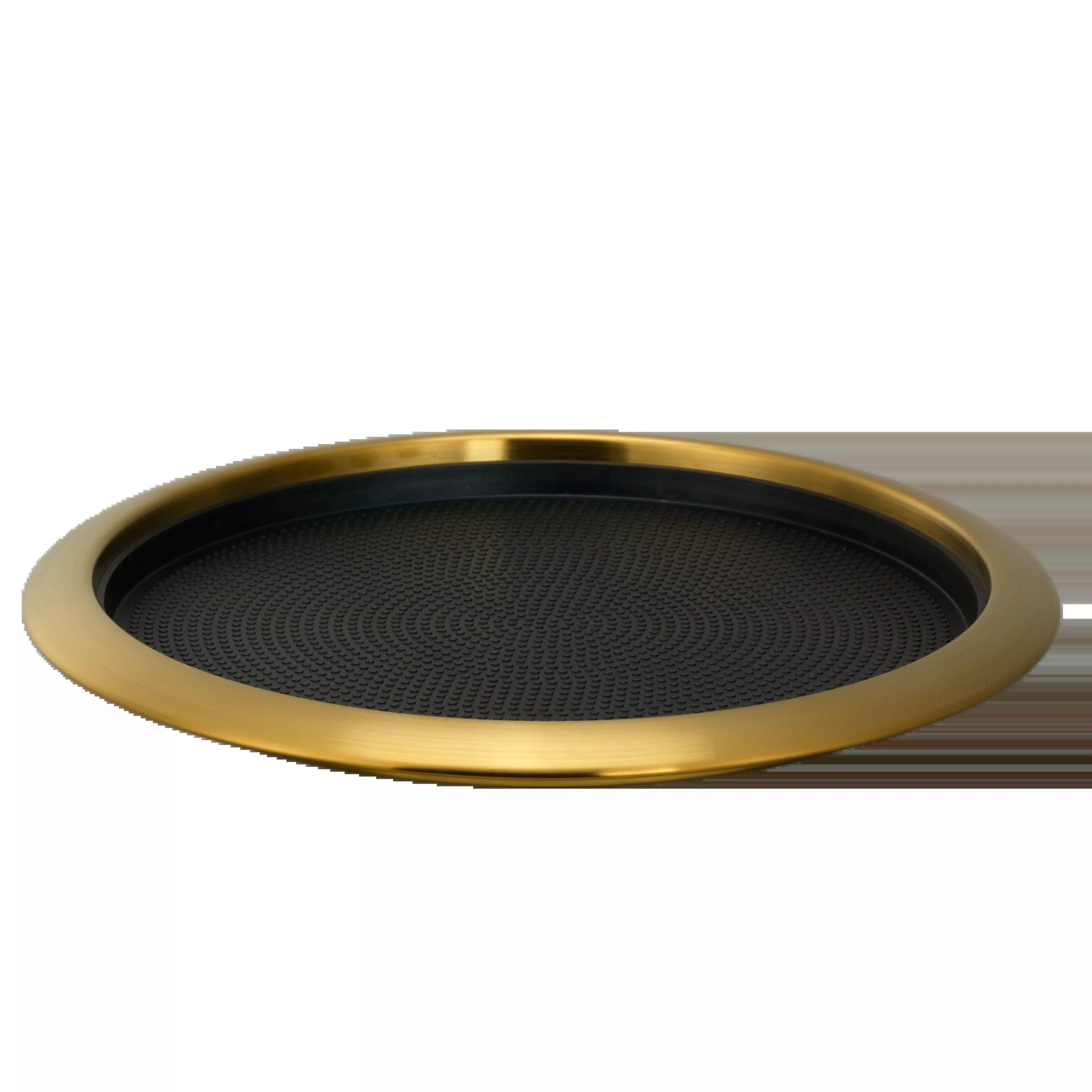 Non-Slip Removable Insert 14 in. Medium Round Serving Tray in Vintage Gold