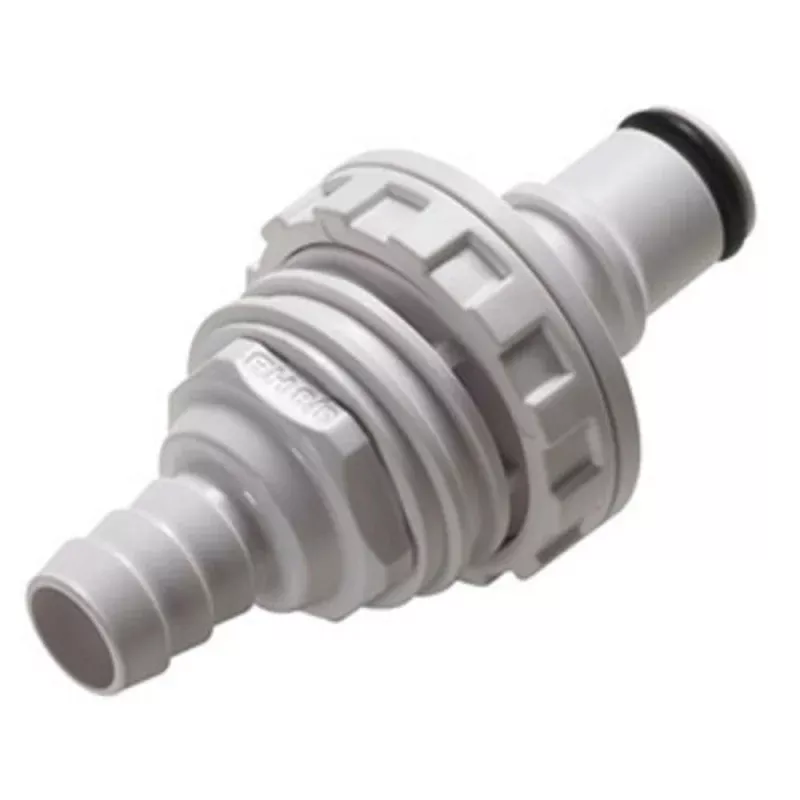NS4D4200606 ABS Valved Panel Mount Hose Barb Coupling Insert 3/8 ID Barb