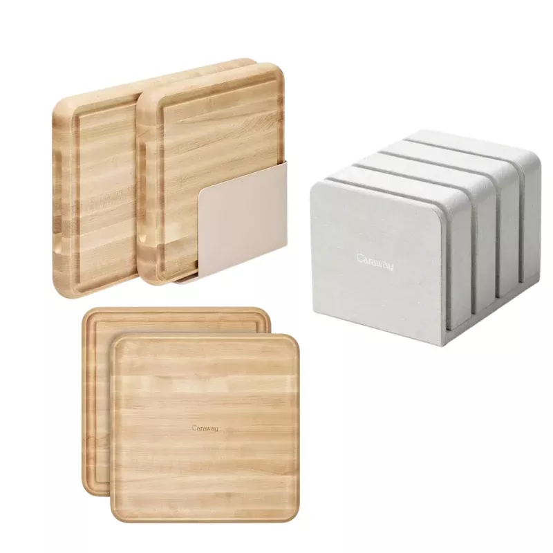 Prep & Serve Butcher Block Bundle with Storage Organizer & Lid Holder
