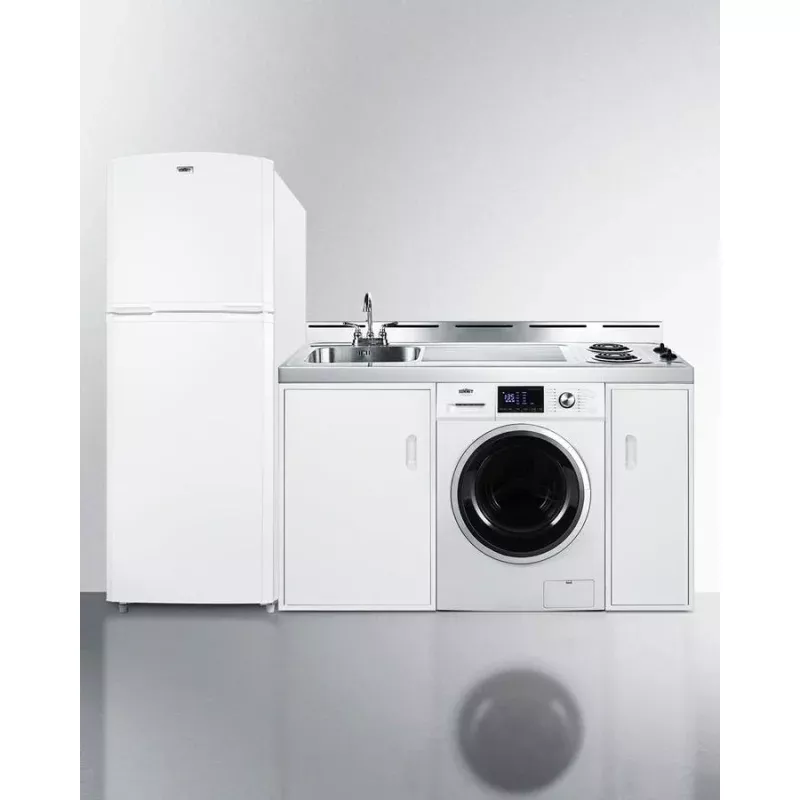 Summit ACKSPWD86 86" Wide All-In-One Kitchenette With Washer/Dryer Combo