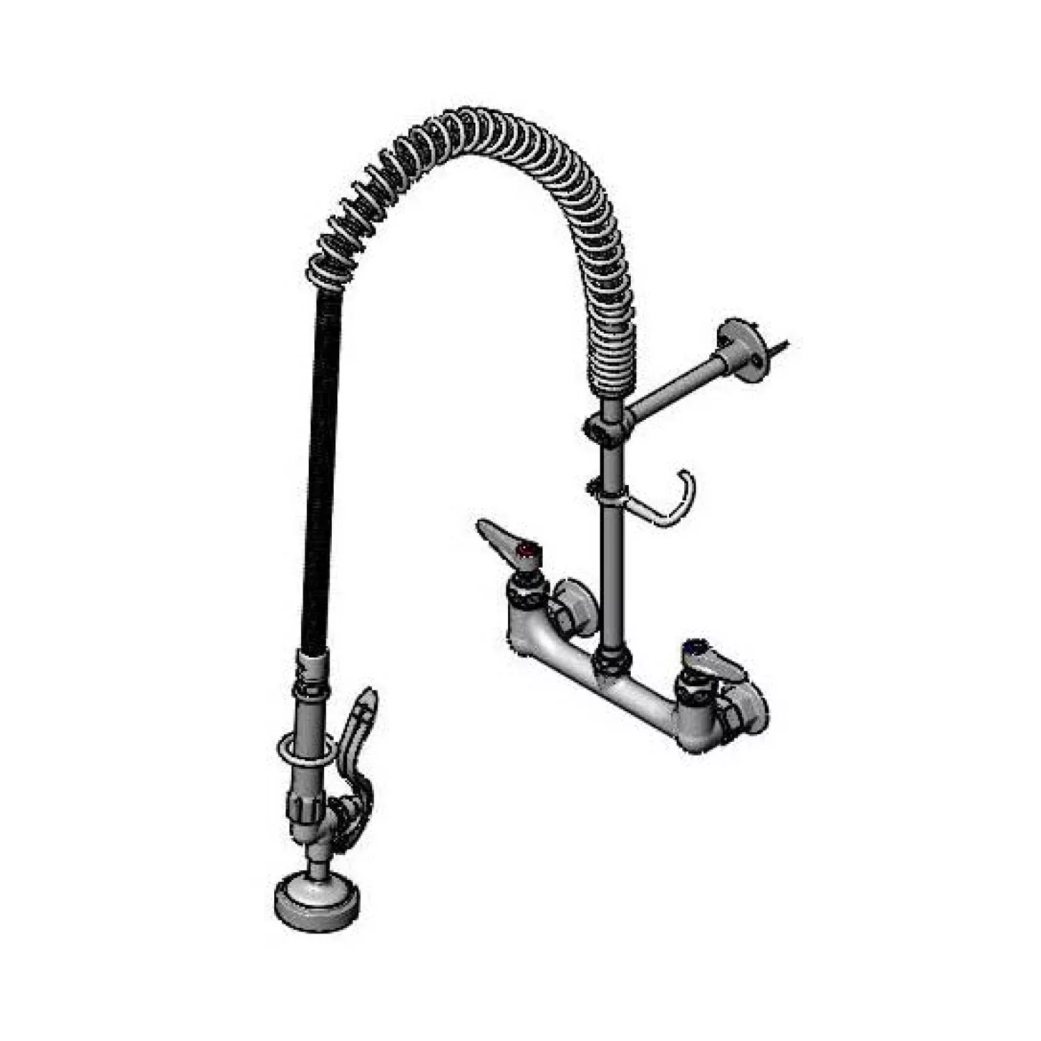 T&S Brass B-0133-B-145X Pre-Rinse Unit - 8" Wall Mount & 12" Riser