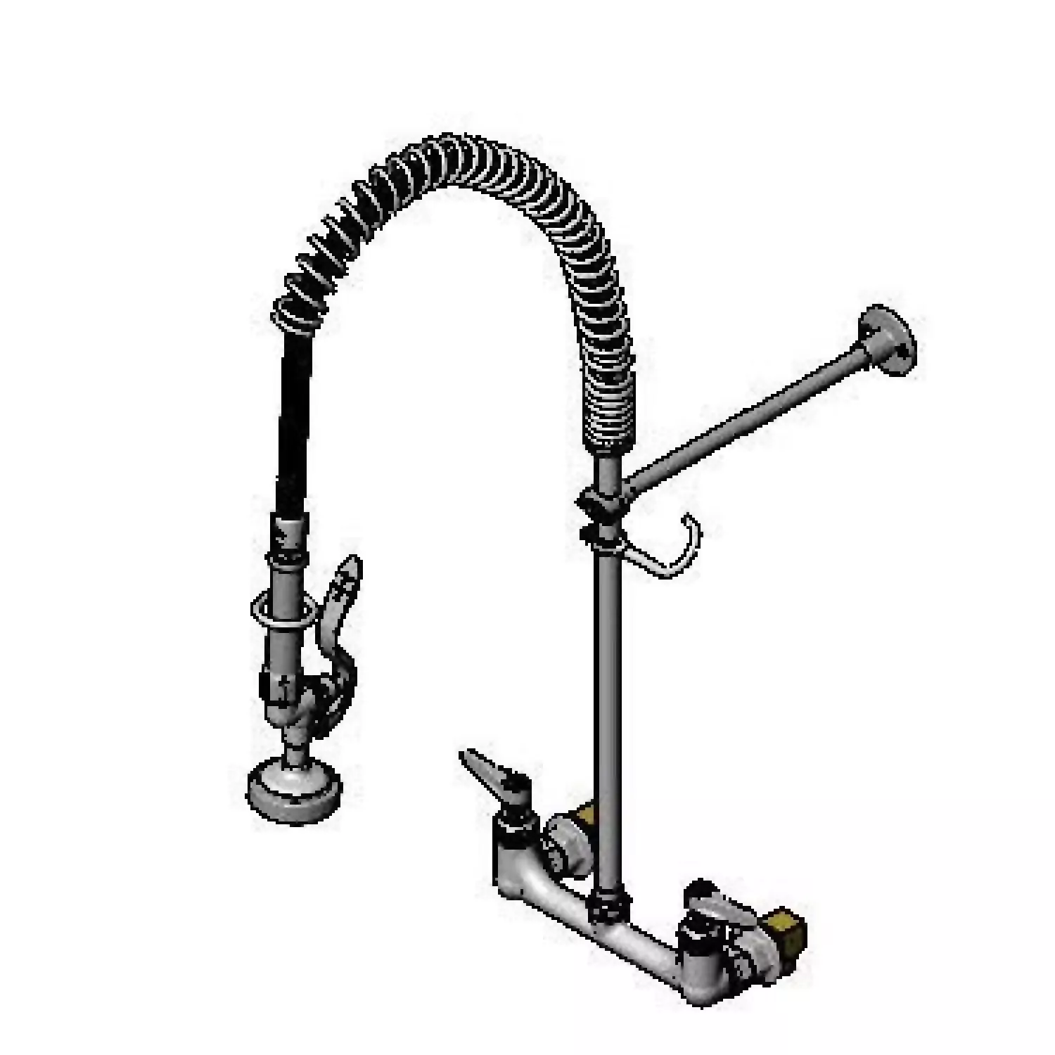 T&S Brass B-0133-BR-B Wall Mount Pre-Rinse - Supply Stops & Brush Head