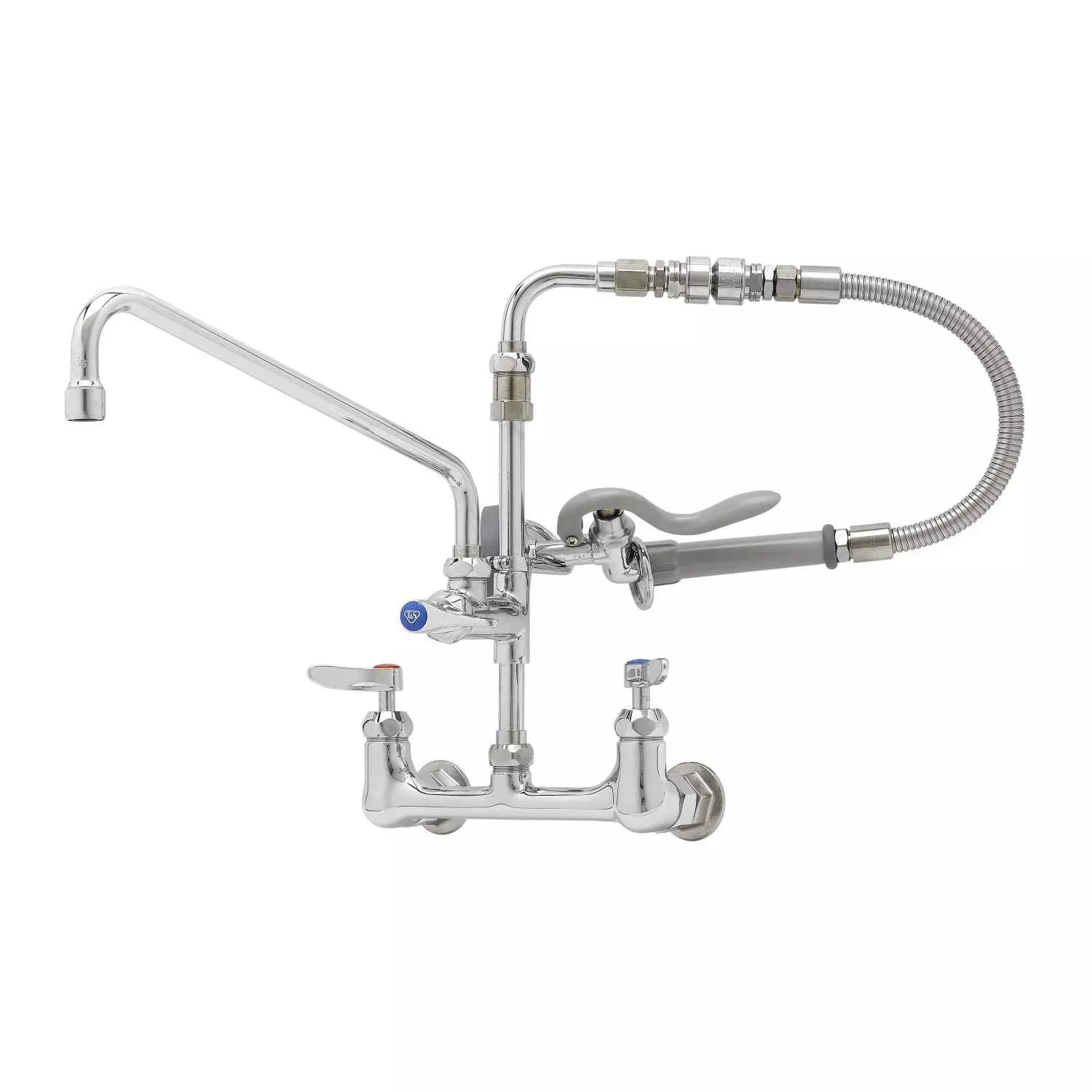 T&S Brass B-0184 Wall Mount Faucet - Ceramas & 20" Hose & Spray