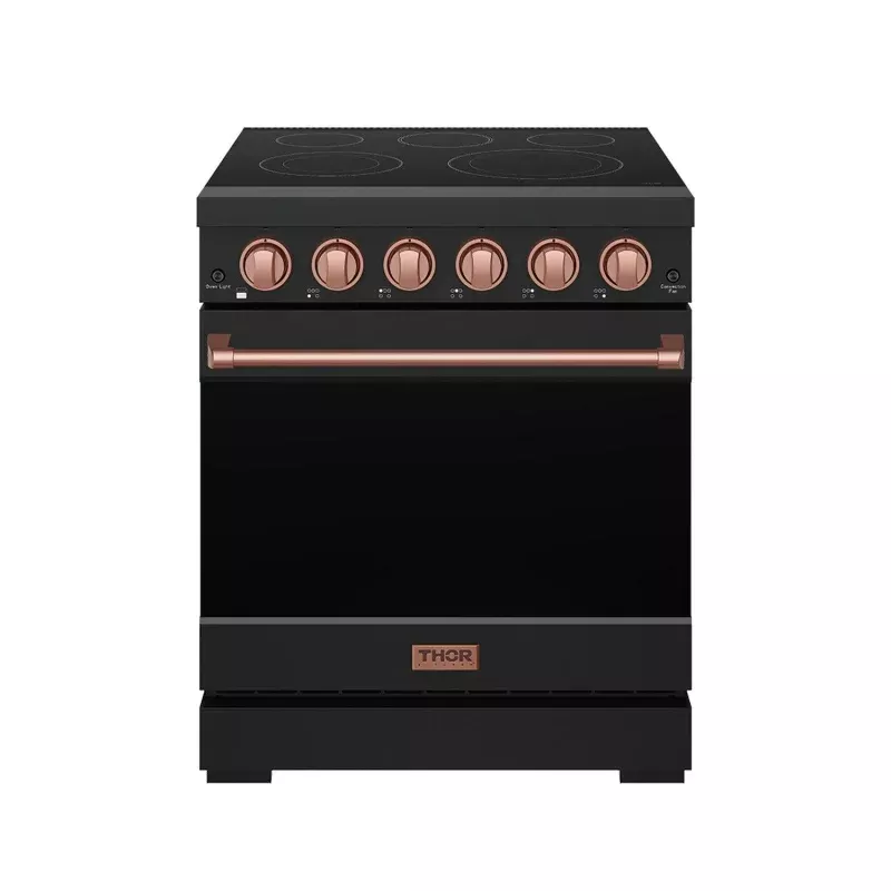 Thor Kitchen RSE30PBRSG 30 Inch Professional Electric Range With Precision Knob Control In Black And Rose Gold Gordon Ramsay Series