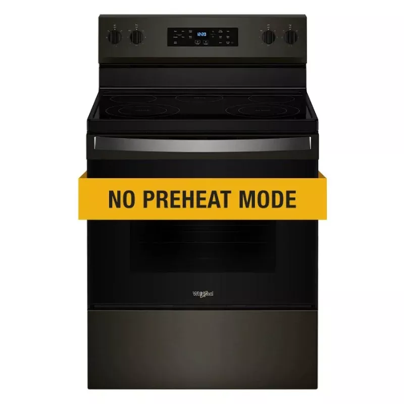 Whirlpool WFES3330RV 30-inch Electric Range with No Preheat Mode and Steam Clean Black Stainless